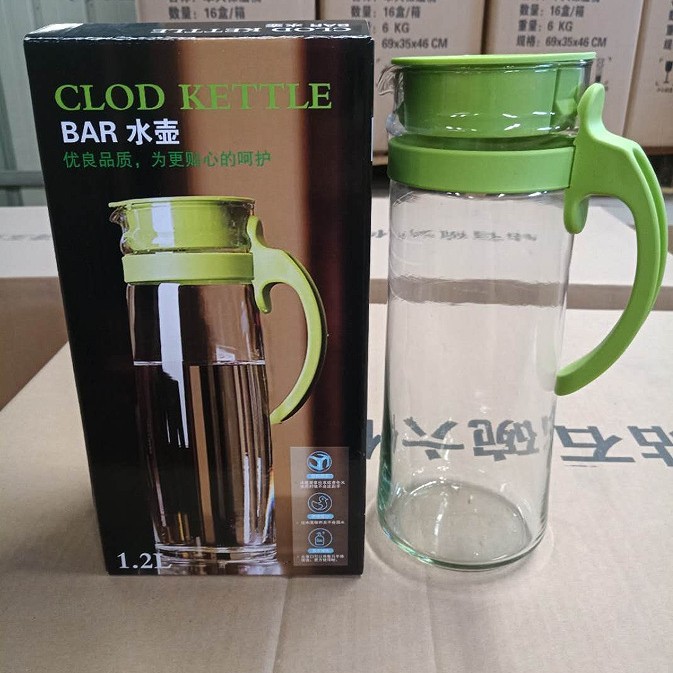 Verano hogar vidrio botella de agua fría traje de gran capacidad transparente simple botella de agua fría taza de agua juego de té de 5 piezas al por mayor