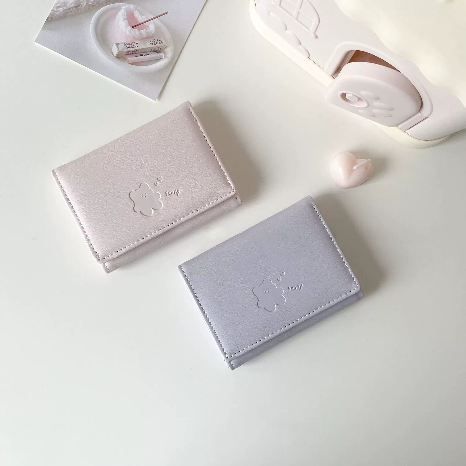 Cartera pequeña estilo ins estudiante estilo universitario plegable ultrafino simple y suave color cambio paquete de tarjeta de moda