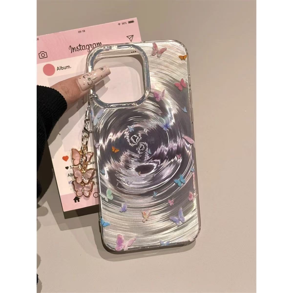 Ins Dream Flide Vortex Butterfly Apto iPhone16promax Apple 15/14p girl 15pro todo incluido