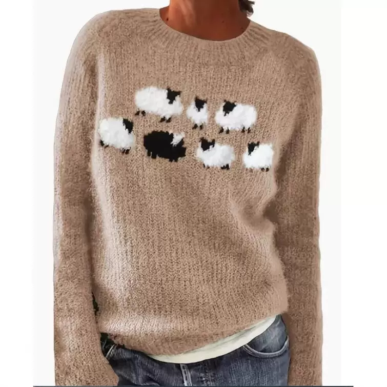 新款跨境独立站亚马逊数码印花图案圣诞节女士法兰绒无帽卫衣秋冬