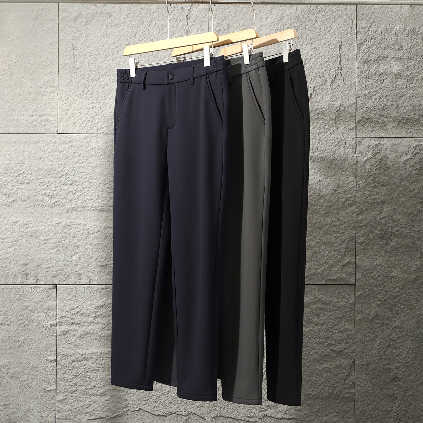 高端单！软弹扛皱！秋冬男防水加绒休闲裤直筒弹力商务休闲西装裤