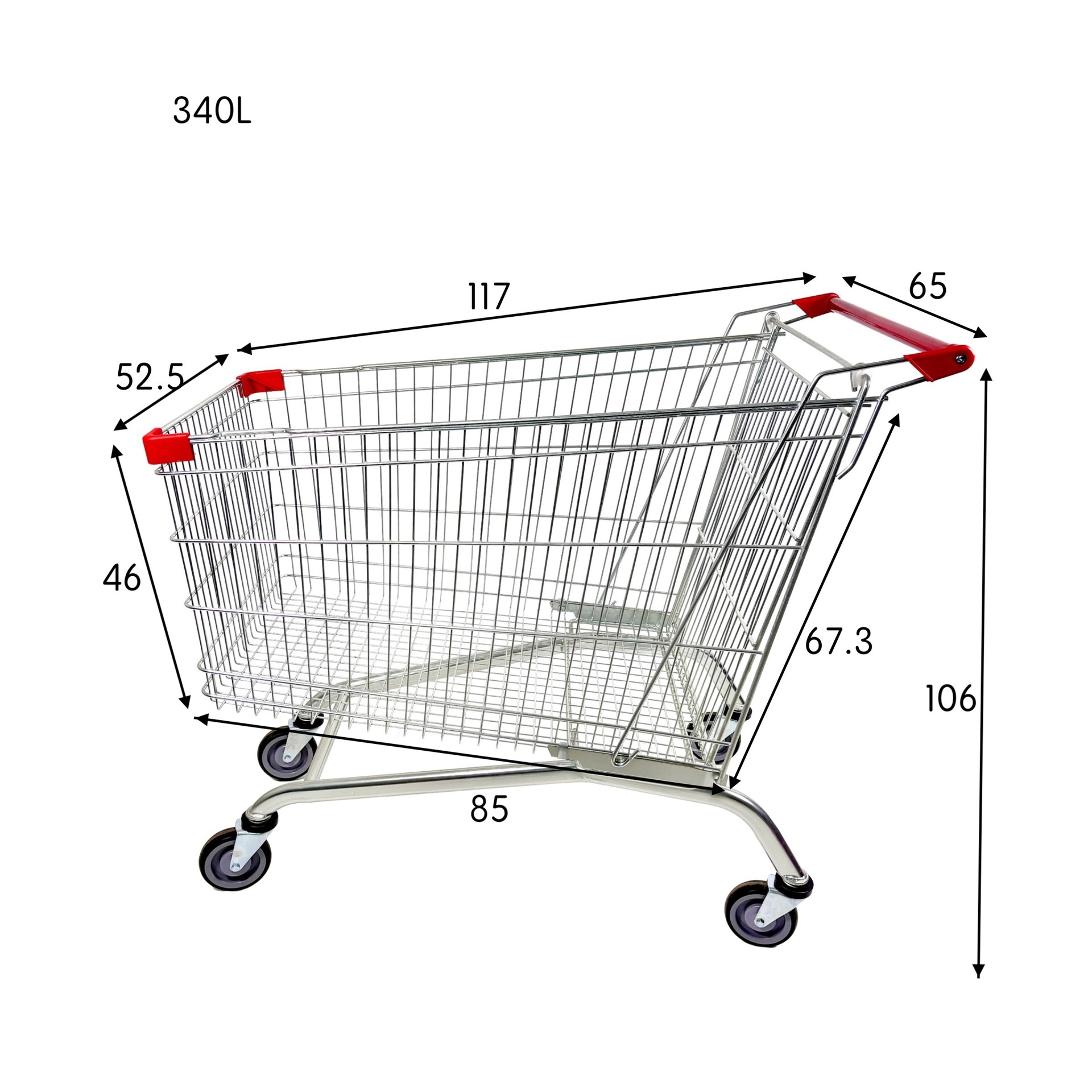 어린이 의자가 없는 초대형 340L 녹슬지 않는 아연 도금 로딩 휠 초고 TPR 휠