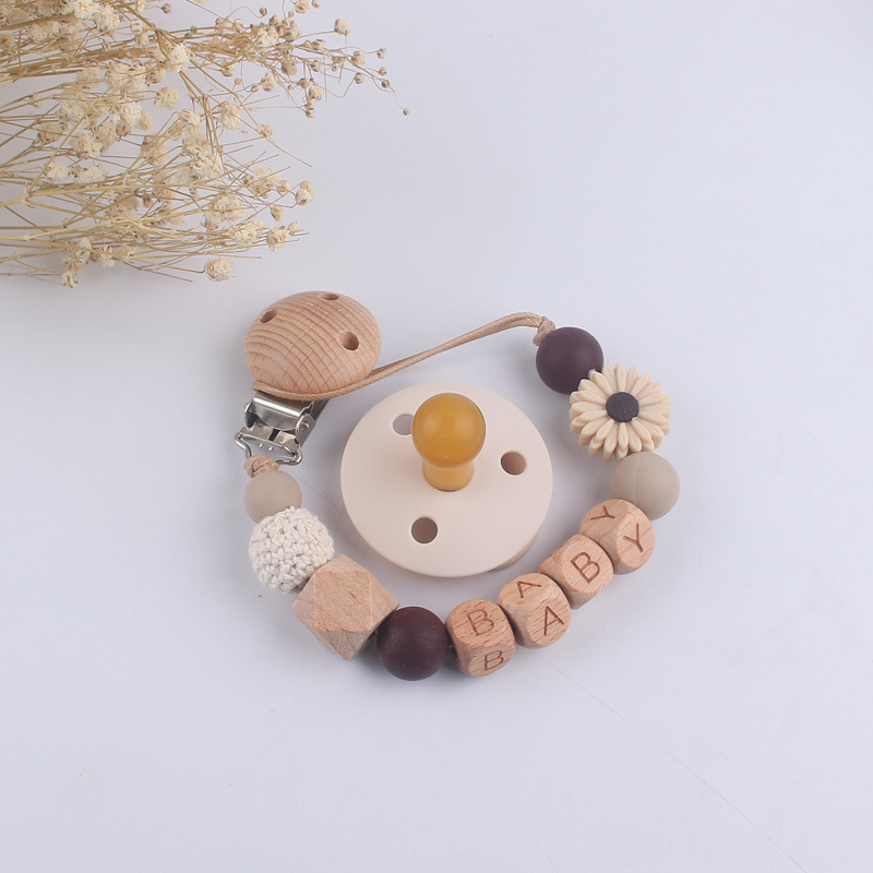 Nuevo bebé suministros de dibujos animados Margarita silicona mordedor chupete cadena calmante bebé chupete de silicona conjunto de dos piezas