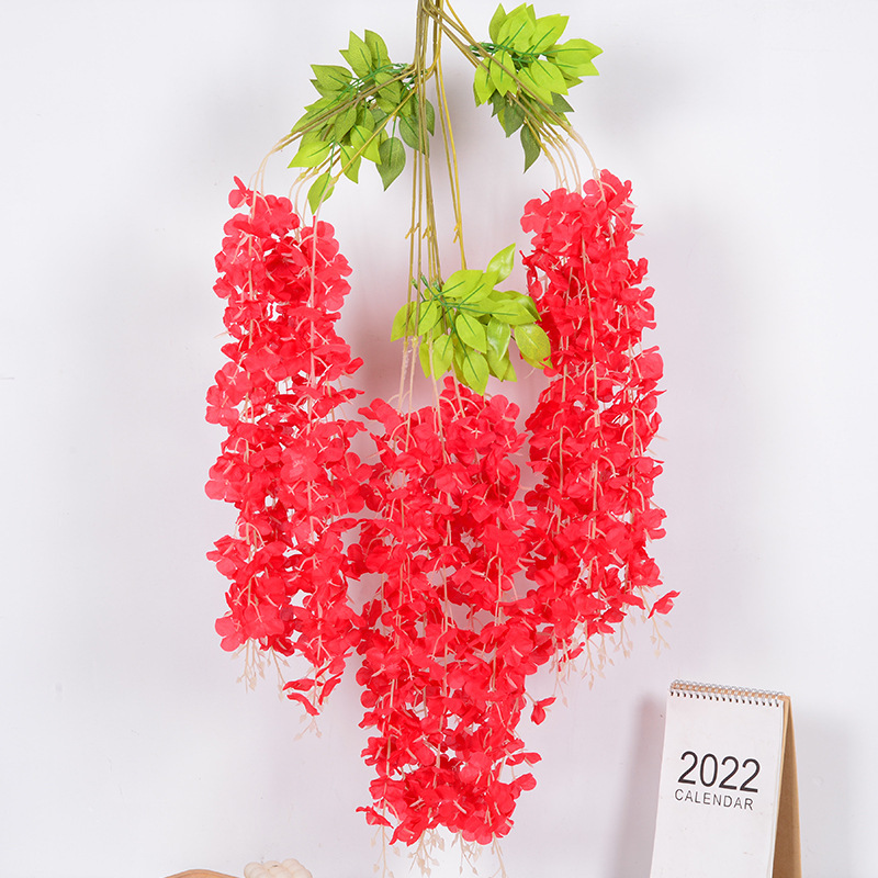 Wisteria Artificial Flor Rama en línea celebridad corredor boda colgante techo flor decorativa ratán Violeta planta de vid flor artificial