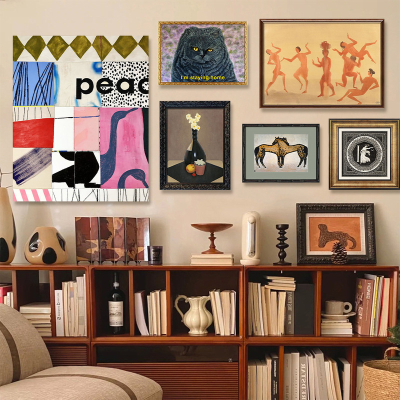 Modern Minimalist Antique Abstract Art Decorative Painting Living Room Gallery Wall Niche High-level Hanging Painting Combination Mural