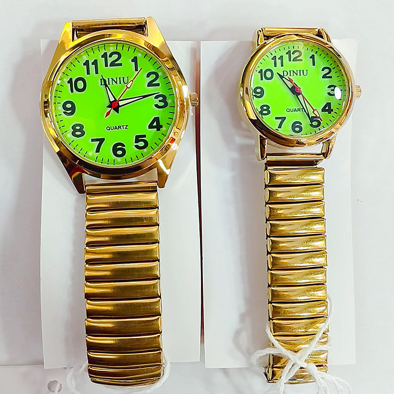 Luminous Surface Spring Watch Gold Foreign Trade Hot-Selling Popular Middle-Aged and Elderly Watches Men and Women Large Digital Elderly Watch Factory