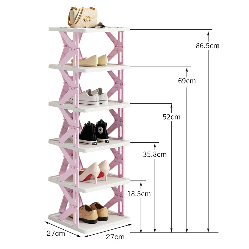 Estante de zapatos de alquiler de tipo estrecho, estante de almacenamiento de zapatos de plástico simple multicapa, pasillo de entrada sin instalación