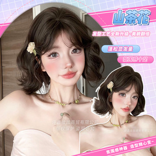 Makeup and Wig Women's Daily Internet Popular Short Hair Curly Hair Lolita Summer New Natural Full Headgear