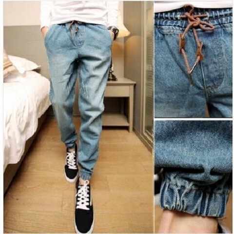 Small Foot Bundled Jeans Plus-sized Fat Man Loose Sports Tight Leg Aone Harlan Shrink Pants