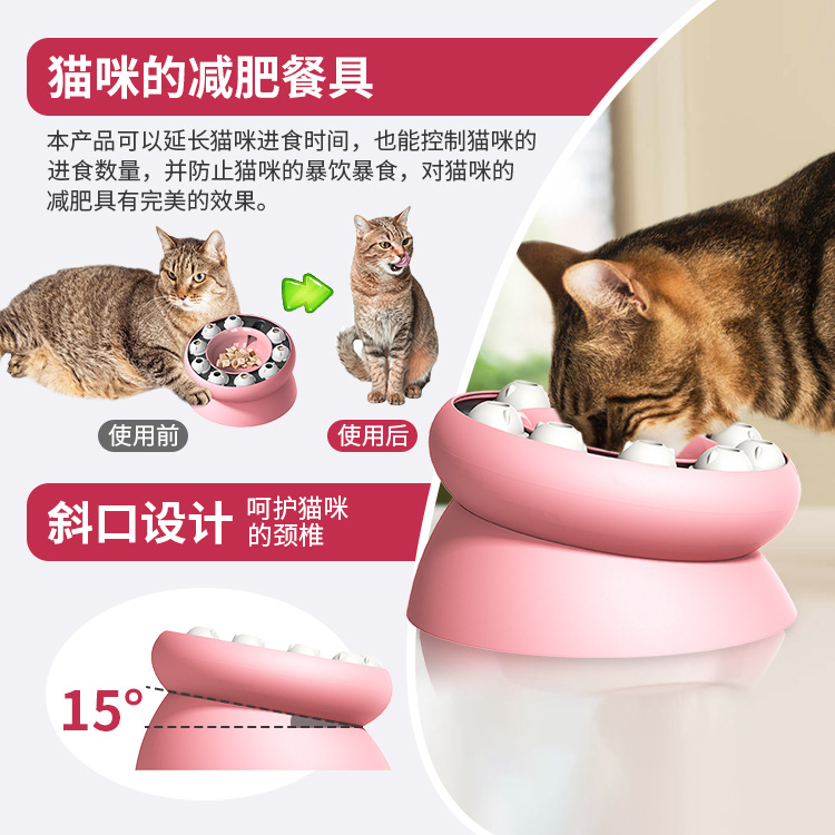 Fábrica de suministros para mascotas empresa al por mayor nueva caliente transfronteriza sabiduría gato juguete Slow Food Cat Bowl