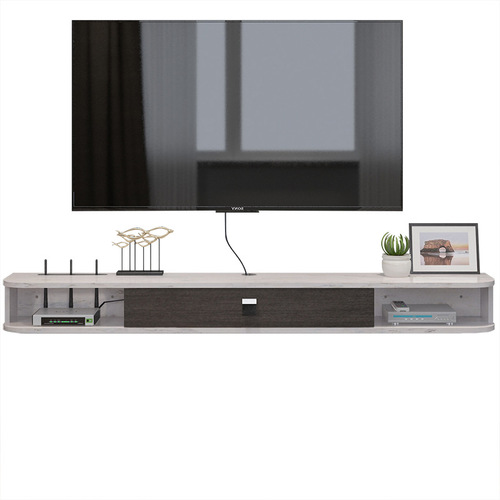 Simple modern hanging wall-mounted TV cabinet wall set-top box living room wall-mounted solid wood set-top box storage rack