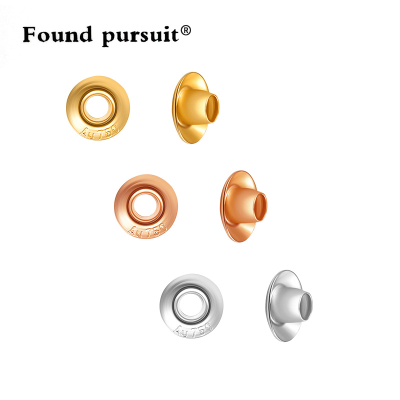 Pure 18K gold setting piece AU750 Lulutong DIY pearl accessories jewelry necklace转运珠through-hole spacer
