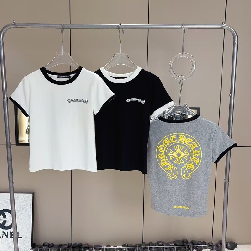 25夏新作トレンドブランドアメリカンカラーブロック馬蹄ロゴ半袖Tシャツ|undefined