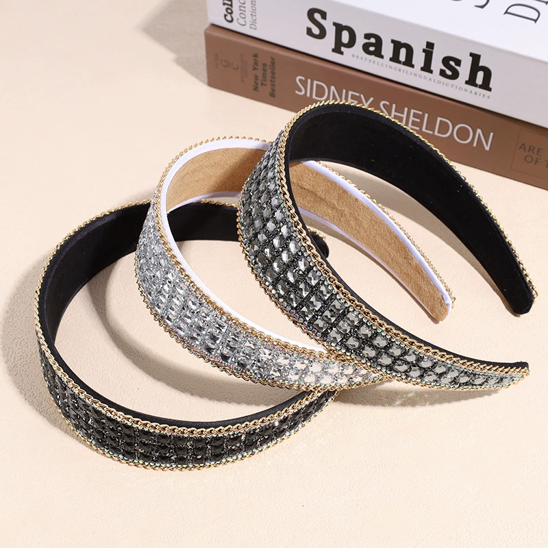 Trend non-slip headband, fashionable hair accessory for face washing, European style, internet celebrity, diamond encrusted