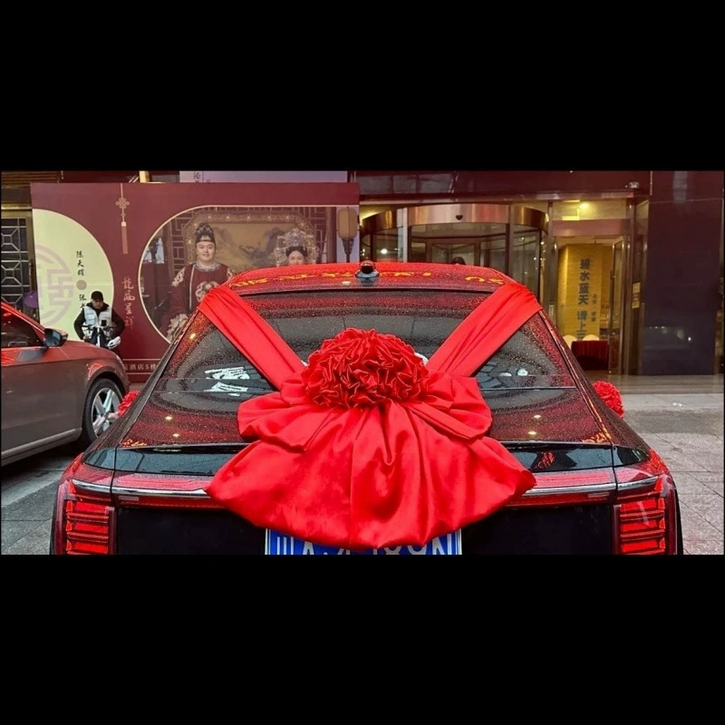 Свадебный автомобильный набор украшений на боковой стороне машины: большая красная сетчатая роза, цветочная композиция из шаров для украшения свадебного автомобиля