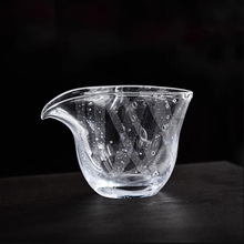 玻语水晶玻璃非白公道杯加厚耐热气泡分茶器无耳茶海单个茶具手工