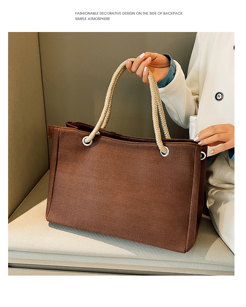 1080g Weight Polyester Lining Material Zipper Closure Type Double Shoulder Straps Strap Type Tote Bag Bags Type Holiday, Travel Occasion Linen Material Solid Color Pattern All Seasons Season Women's Gender Classic Style Style Square Shape Medium Size Women's Medium Linen Solid Color Classic Style Square Zipper Tote Bag 13