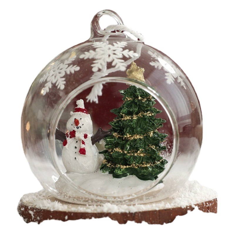 Bola de cristal transparente con diseño de alce y Papá Noel, adorno navideño para árbol de Navidad, colgante, suministros de decoración navideña