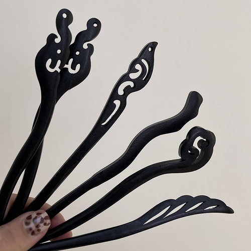 Ancient style high-end ebony hairpin for women, simple temperament, wooden hairpin, modern cheongsam hairpin, Hanfu accessories