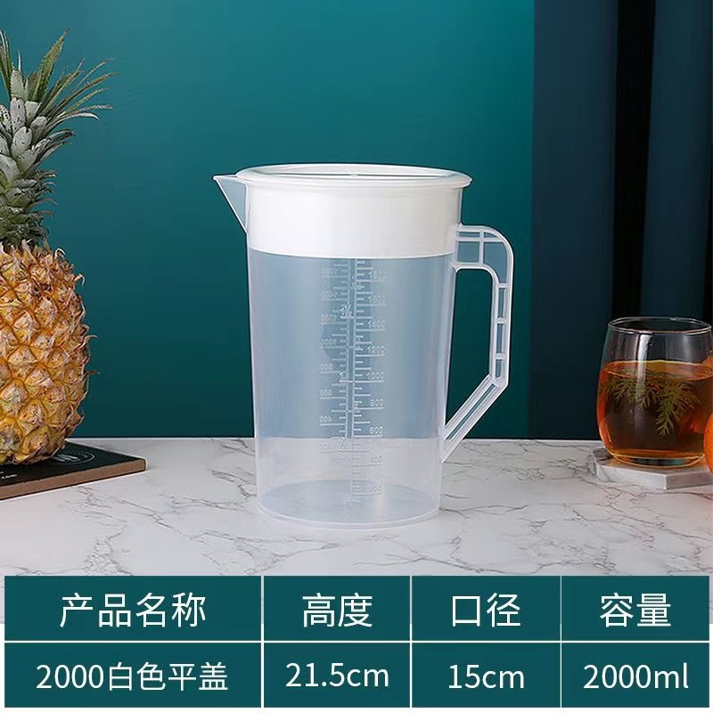 Botella de agua fría de plástico gran capacidad con escala para té y bebidas comerciales