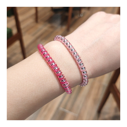 Thin gold and silver phone cord headband hair band summer cool Korean style hair tie 2 yuan store stall hair tie hair rope batch