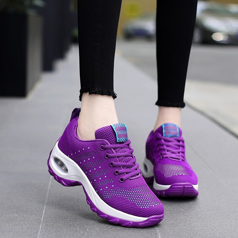 New Style Women's Casual Large Size Air-Cushioned Fly-Knit Sneakers Slip-On Shoes Fashionable Rocking Shoes Wholesale Breathable New Style Women's Casual Large Size Air-Cushioned Fly-Knit Sneakers Slip-On Shoes Fashionable Rocking Shoes Wholesale Breathable