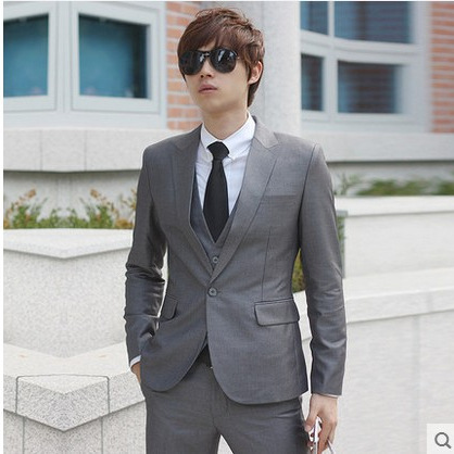 2020 New Arrival Korean Style Slim-fit Men's Three-piece Suit Set Men's Casual Suit Groom's Best Man Dress