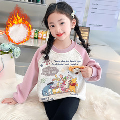 Children's Girls Winter Fleece Thick Suncoat Hoodie Crew Neck Base Layer Top with Tiger Animal Design for Toddler Kindergarten