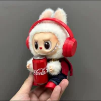 Комплект детской одежды Labubu Cola с наушниками, виниловая кукла первого, второго и третьего поколения, 17 см, детская одежда Labubu