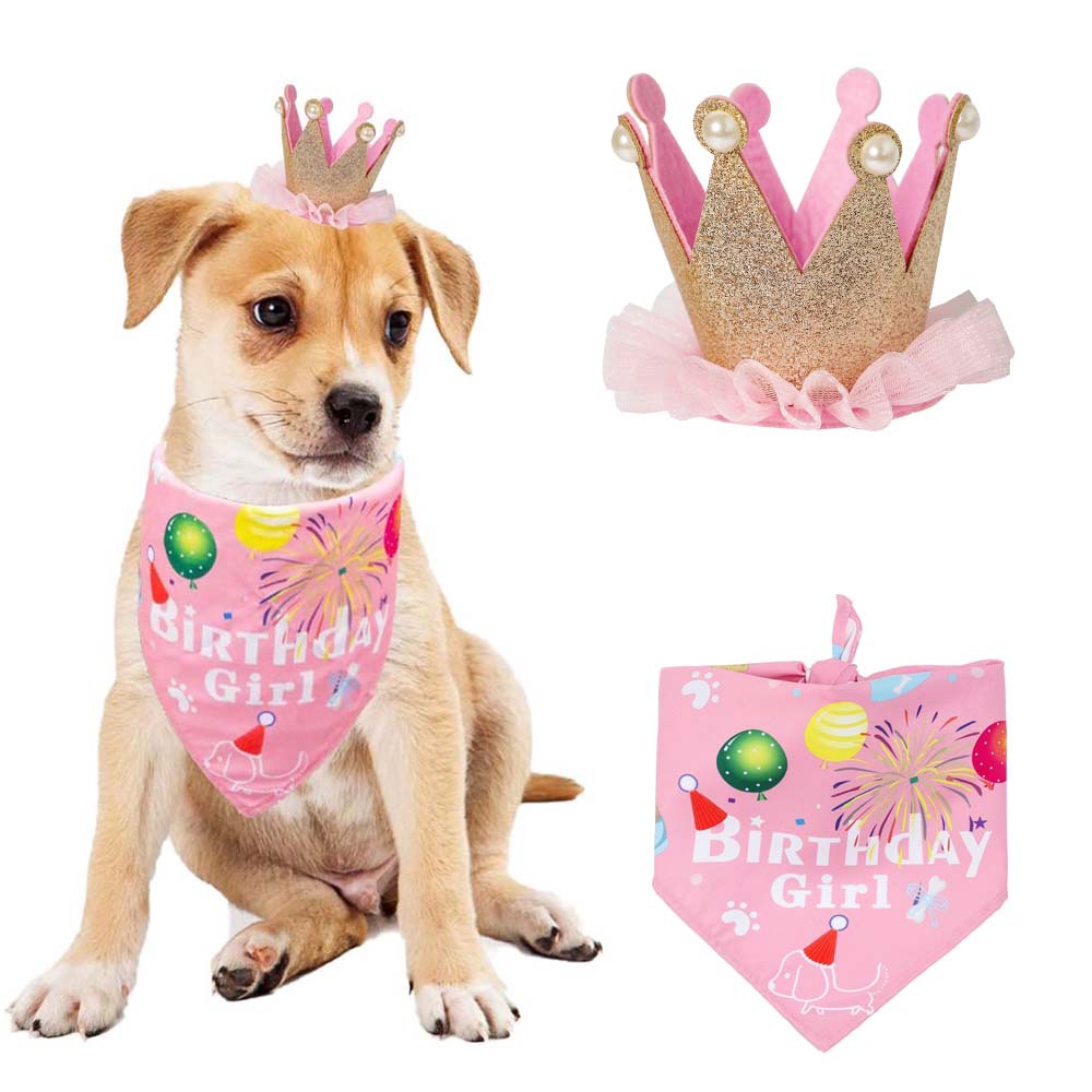 Tanpopo transfronterizo nuevo bufandas de cumpleaños para perros sombreros de cumpleaños para mascotas sombreros para mascotas toallas de saliva para mascotas toallas triangulares