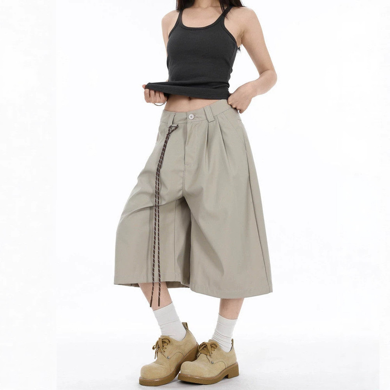 2026 Retro American-Style Cleanfit Pleated Drapey Cropped Pants Unisex Loose Wide-Leg Casual Pants Short Style 2026 Retro American-Style Cleanfit Pleated Drapey Cropped Pants Unisex Loose Wide-Leg Casual Pants Short Style