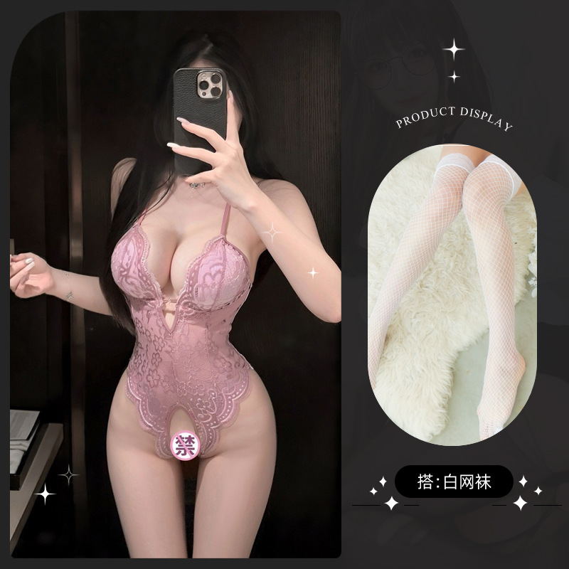 8413 연보라색 + 흰색 망사스타킹