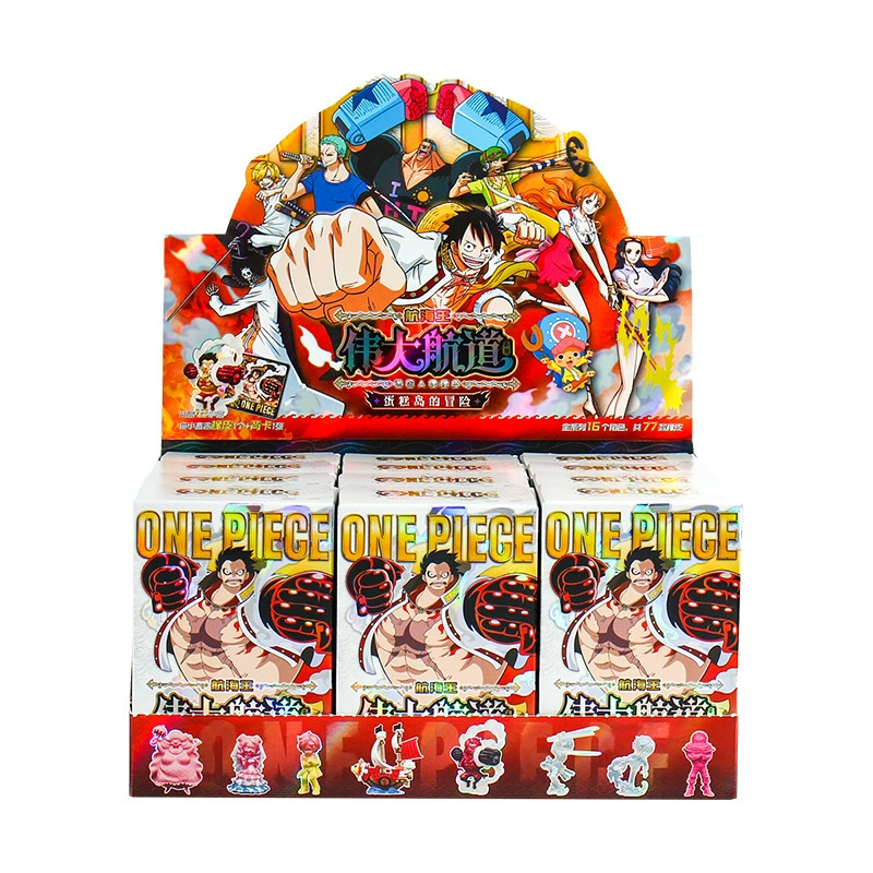 Игра в карты One Piece мини-ластик Cake Island Adventure кукла канцелярия №1 полной коробкой Anime слепая коробка