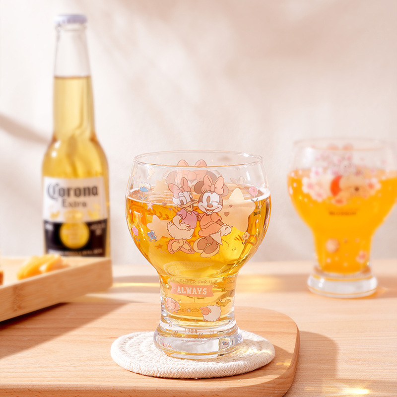 Taza de vidrio de celebridades de Internet de Disney Stitch, taza de cerveza de celebridades de Internet de dibujos animados para el hogar de gran capacidad, taza de bebida de alto valor