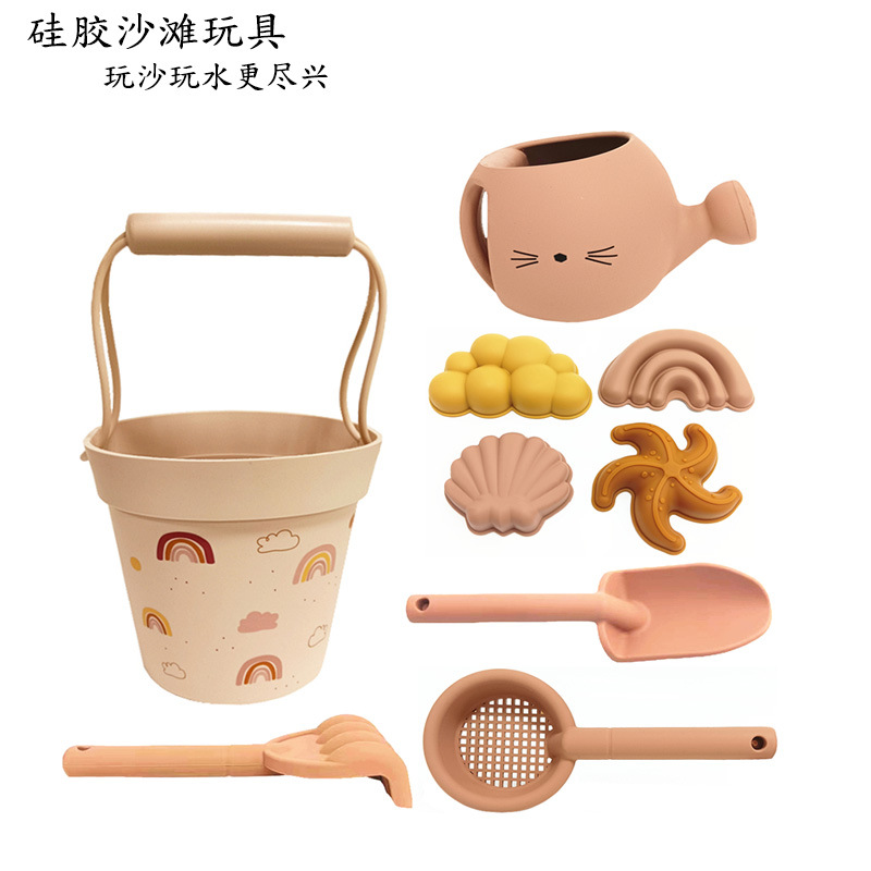 Juego de herramientas de silicona para niños para jugar en la arena, pala para la playa, molde de arena con modelo de animales de nieve, juguetes de playa