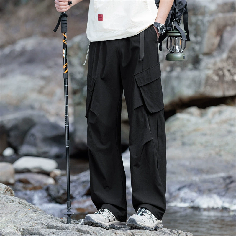 Американский прилив мульти-карманные функциональные штаны зонтика для мужчин весна осень 2025 новая свободная повседневная длинная брюки