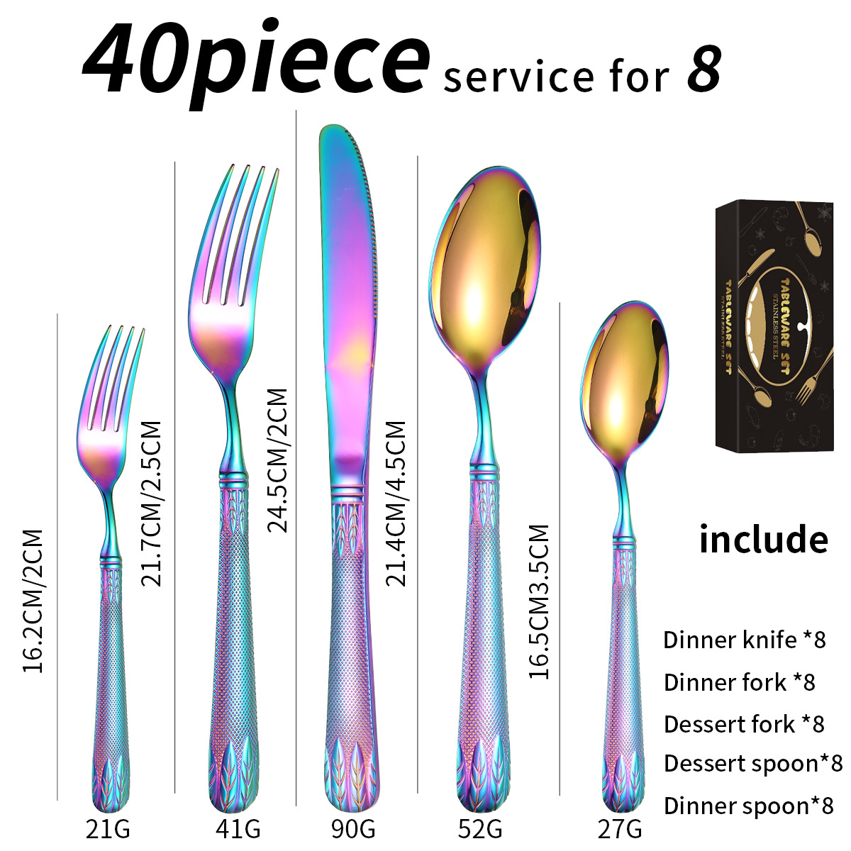 색상 40 조각 세트/8 명