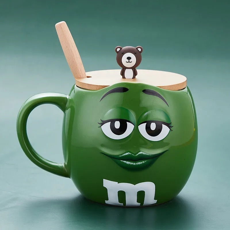 咖啡杯可爱早餐杯带盖勺跨巧克力表情耐高温杯陶瓷杯马克杯大容量|undefined
