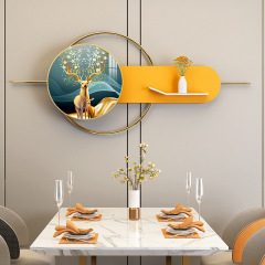 New Metal Wall Hanging Art 3D Decorative Painting Entrance Restaurant Wall Crystal Ceramic Combined Decorative Painting Wall Decor Shelf