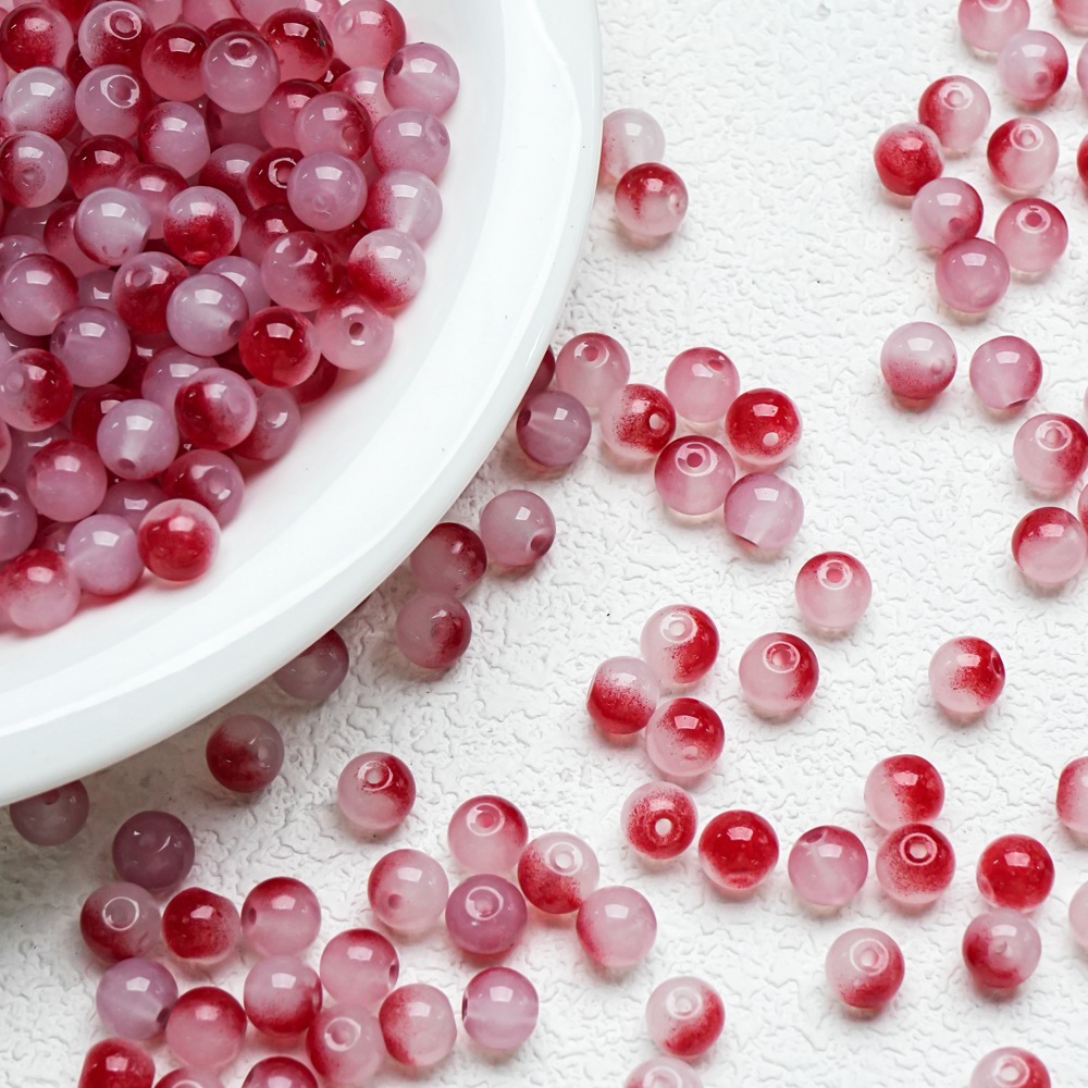 10mm de dos colores de gradiente de perlas de vidrio collar pulsera hecha a mano DIY pulsera cuentas redondas accesorios al por mayor