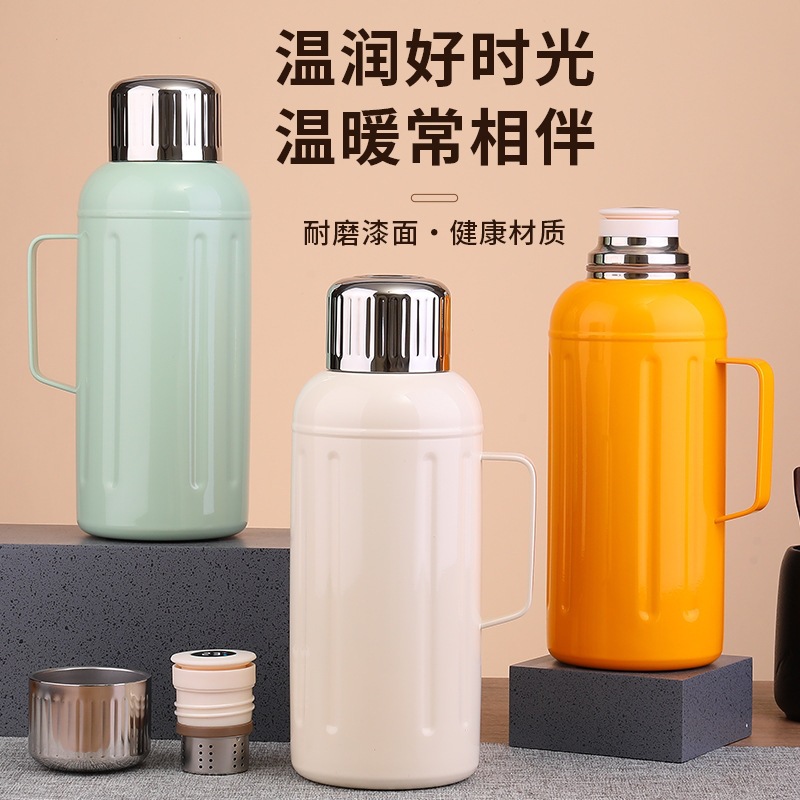 Nuevo acero inoxidable simple taza de aislamiento de alta capacidad portátil al aire libre casera de regalo tetera de vacío gruesa tetera de aislamiento térmico