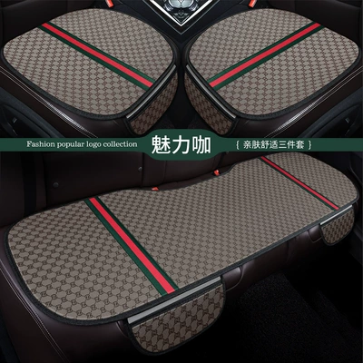 No-Tie Linen Small Square Cushion, Five-Seater Seat cushion, seat cover - brown-three-piece-suit