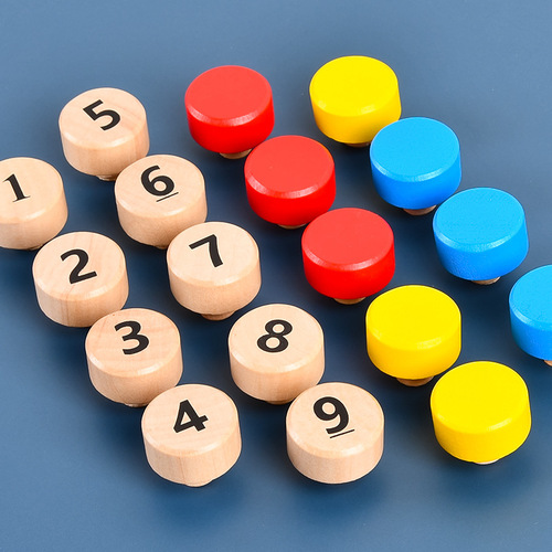 Fun screw-twisting number color matching game children's educational hand-eye coordination training wooden toys wholesale