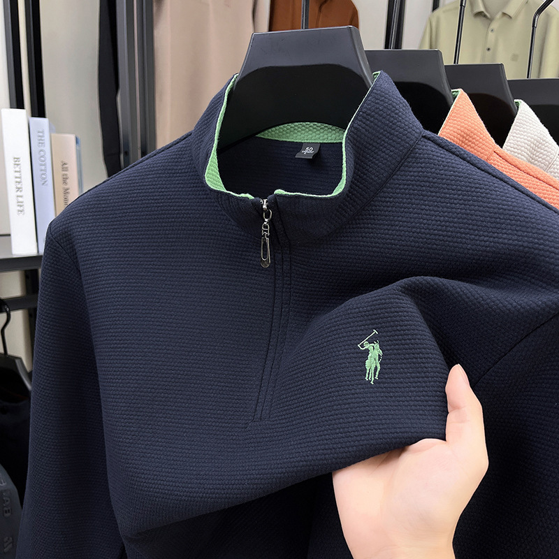 Plato Paul Sweatshirt Men's Young and Middle-Aged Half-Zip 2025 New Spring & Fall Long-Sleeved Large Size Stand-Up Collar Bottoming Shirt