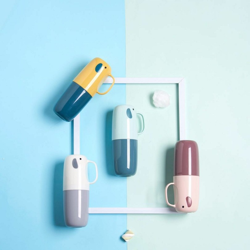 Manufacturer In-Stock Elephant Plastic Portable Travel Mouthwash Case Wash Cup Toothbrush Holder_voghion.com