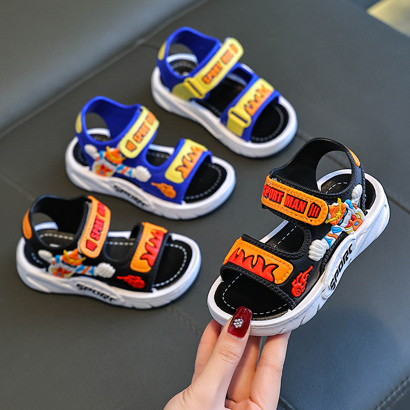 Sandalias de moda para niños de 1 - 3 - 7 - 12 años de edad, antideslizante al aire libre, niños de mediana edad, verano, nuevo velcro de moda