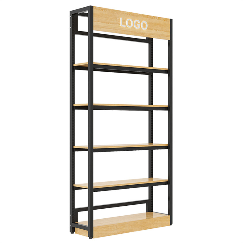 便利店货架置物架钢木超市货架便利店展示柜零食货架展示架中岛柜