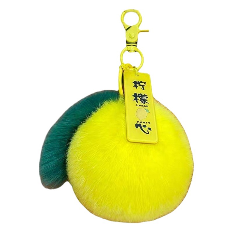 [Poco limón] Rex conejo real piel coche llavero colgante Lindo bolso adornos noche mercado de la felpa colgante