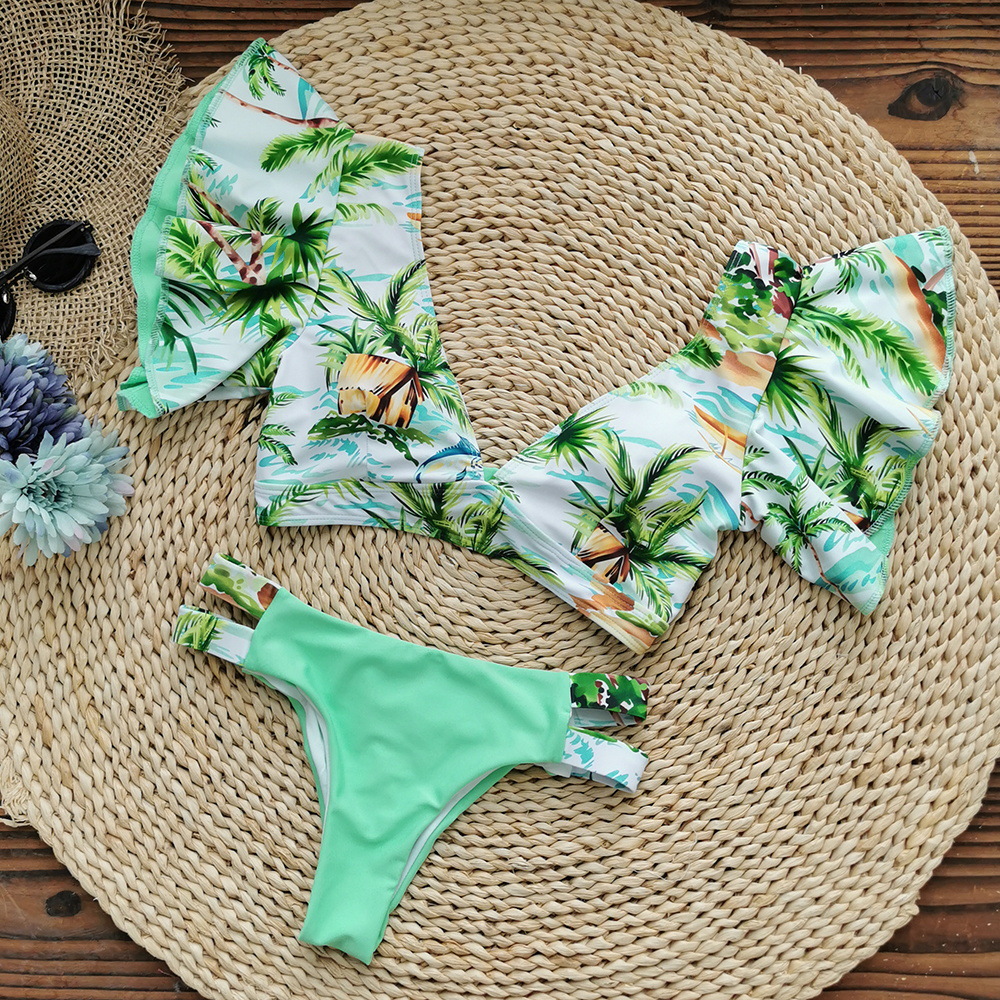 192g Weight Sexy Feel Of Sensation Briefs Panties Style Polyester Fabric Type 2 Pieces Set Quantity Swimming Pool, Beach Occasion Ditsy Floral Pattern Women's Gender Women's Ditsy Floral 2 Pieces Set Bikinis Swimwear 38