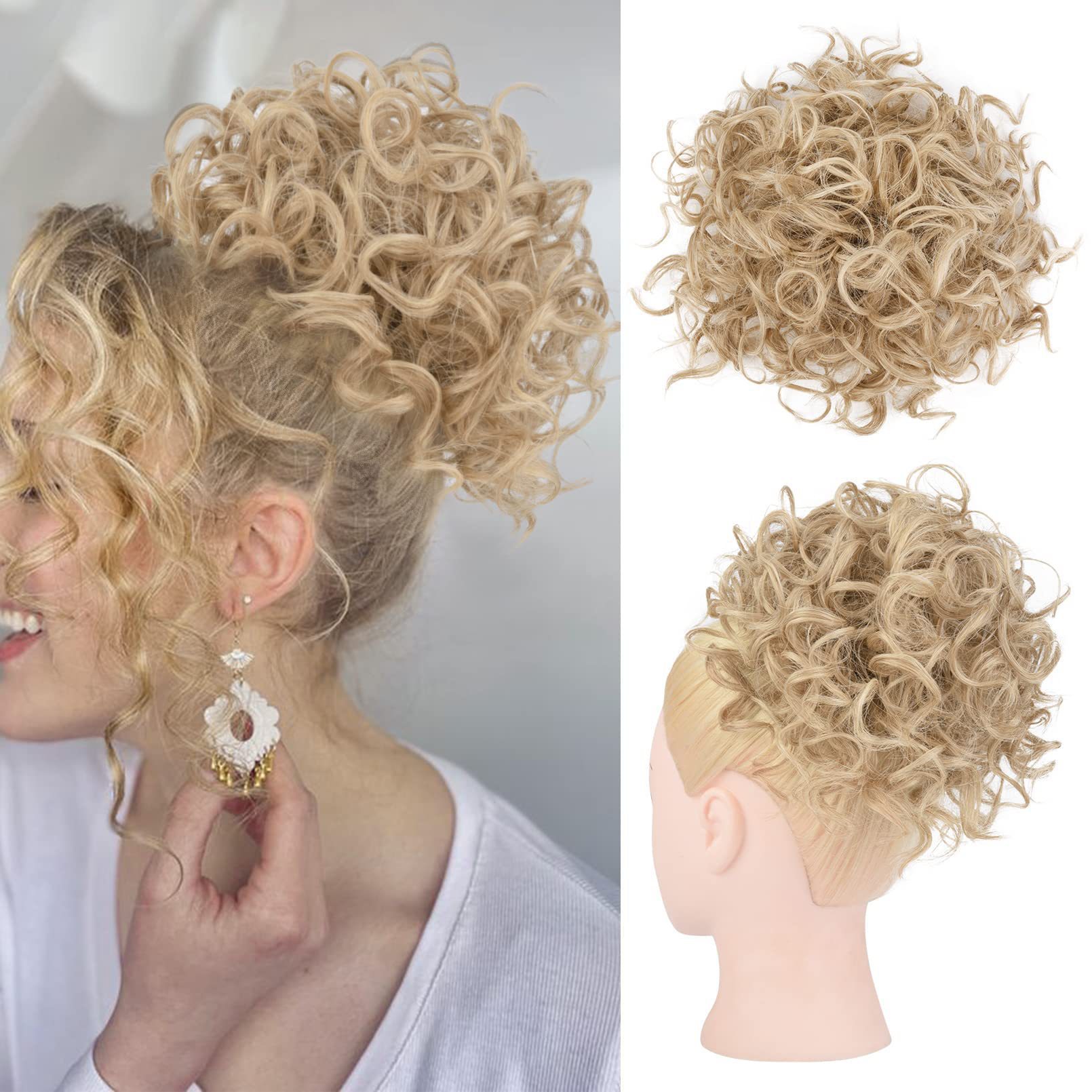 Coletero Postizo de Cabello Rizado de Fibra de Alta Temperatura con Aspecto Natural para Mujeres image 12
